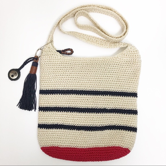 The Sak Crochet Crossbody Bag Red White Blue Boho - Picture 2 of 6
